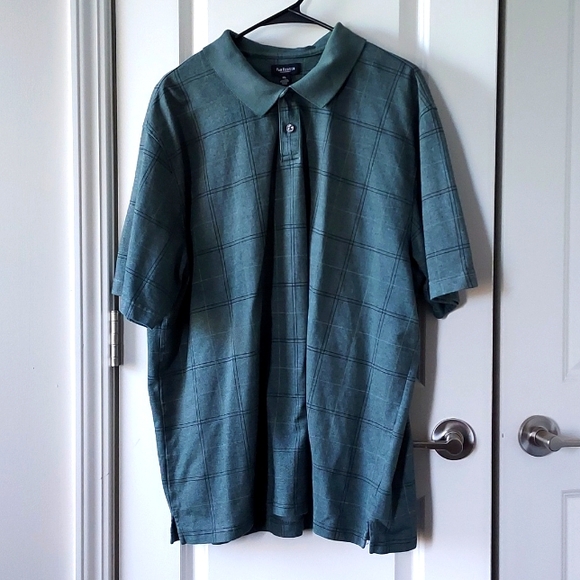 Van Heusen two button-up short sleeve polo green black xxl - Picture 1 of 8